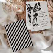 Invitation Chic Black Coquette Bow Striped Bridal Shower Invi