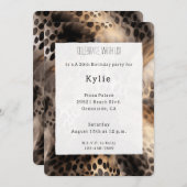 Invitation Chic Black Cream Leopard Animal Anniversaire (Devant / Derrière)