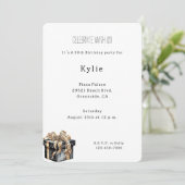 Invitation Chic Black Cream Leopard Floral Anniversaire (Debout devant)