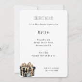 Invitation Chic Black Cream Leopard Floral Anniversaire (Devant)