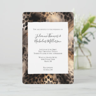 Invitation Chic Black Cream Leopard Mariage animal