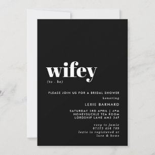 Invitation Chic Black et White Wifey pour être Fête des marié