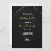 Invitation Chic Black & Gold Cadre géométrique Anniversaire (Devant)