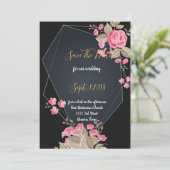 Invitation Chic Black & Gold cadre géométrique enregistrer la (Debout devant)