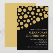 Invitation Chic Black Gold Confetti 73e anniversaire (Devant / Derrière)