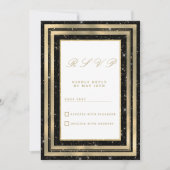 Invitation Chic black gold sparkly glitter confetti RSVP (Devant)