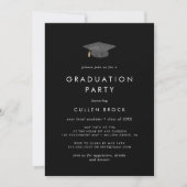 Invitation Chic Black Grad Classe Casquette de 2024 Photo Gra (Devant)
