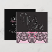 Invitation Chic Black Lace et rose Sip et voir (Devant / Derrière)