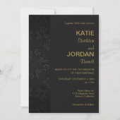 Invitation Chic Black Mariage damassé (Devant)