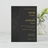 Invitation Chic Black Mariage damassé (Debout devant)