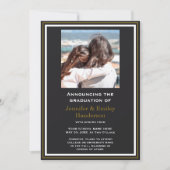 Invitation Chic Black photo double graduation Announcement (Devant)