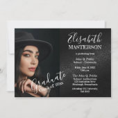 Invitation Chic Black Photo Graduation Party (Devant)