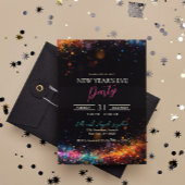 Invitation Chic Black Rainbow Parties scintillant Nouvel An S