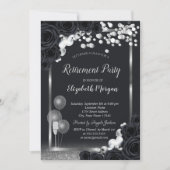 Invitation Chic Black Rose Vin Verre Ballons Retrait (Devant)