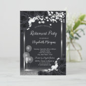 Invitation Chic Black Rose Vin Verre Ballons Retrait (Debout devant)