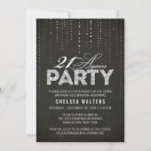 Invitation Chic Black & Silver 21 Encore fête d'anniversaire (Devant)