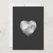 Invitation Chic Black Silver Foil Coeur Balloon Sweet 16 (Dos)