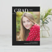 Invitation Chic Black & White 2025 Photo Graduation Party (Debout devant)