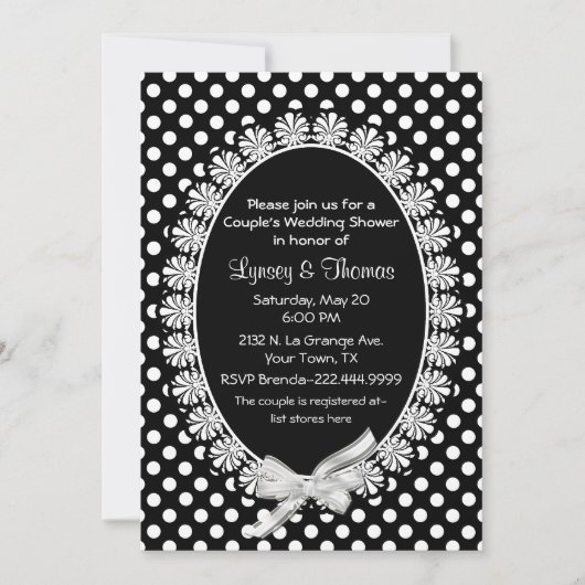 Invitation Chic Black & White Couple Wedding shower (Devant)