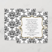 Invitation Chic Black & White Damask Bridal Shower (Devant / Derrière)