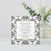 Invitation Chic Black & White Damask Bridal Shower (Debout devant)