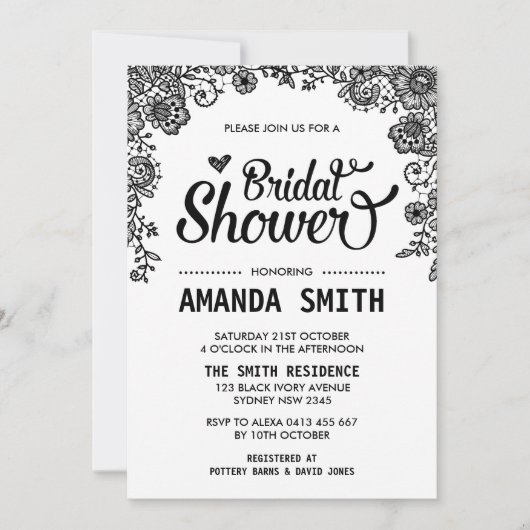 Invitation Chic Black & White Lace (Devant)