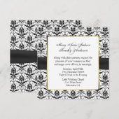 Invitation chic Black & White Mariage damassé (Devant / Derrière)