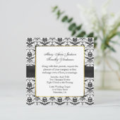 Invitation chic Black & White Mariage damassé (Debout devant)
