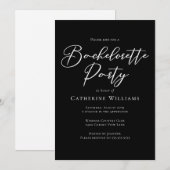 Invitation Chic Black White Minimalist Bachelorette Party (Devant / Derrière)