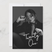 Invitation Chic Black & White Modern21st Photo Birthday (Devant)