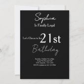 Invitation Chic Black & White Modern21st Photo Birthday (Dos)