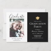 Invitation Chic Black & White Photo Graduation Party (Devant)