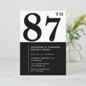 Invitation Chic Black White pour son 87e anniversaire (Debout devant)