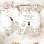 Invitation Chic Blanc Bébé Roses Rose Floral Fille Quinceañer