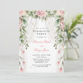 Invitation Chic blanc Canopée rose Floral (Debout devant)
