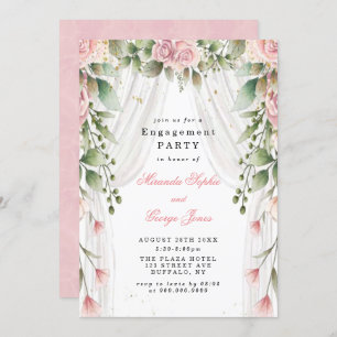 Invitation Chic blanc Canopée rose Floral
