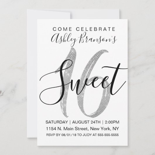 Invitation Chic blanc Faux Parties scintillant de séchage arg (Devant)