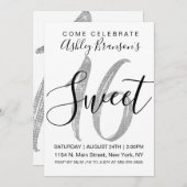 Invitation Chic blanc Faux Parties scintillant de séchage arg (Devant / Derrière)