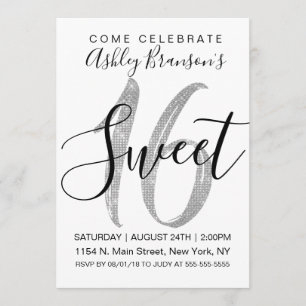 Invitation Chic blanc Faux Parties scintillant de séchage arg