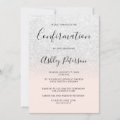 Invitation Chic blanc faux parties scintillant rose ombre con (Devant)