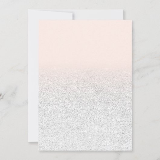 Invitation Chic blanc faux parties scintillant rose ombre con (Dos)