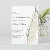 Invitation Chic Blanc Floral Foliage 50e anniversaire Mariage (Debout devant)