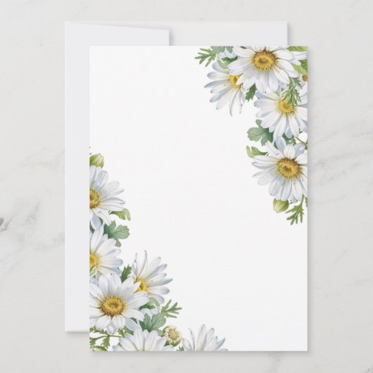 Invitation Chic blanc marguerite verdure fleurie Anniversaire (Dos)
