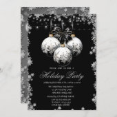 Invitation Chic Blanc Noir Balls Stars Vacances (Devant / Derrière)