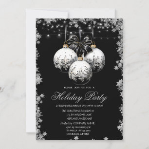 Invitation Chic Blanc Noir Balls Stars Vacances