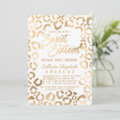 Invitation Chic Blanc Or Cheetah Leopard Sweet 16 (Debout devant)