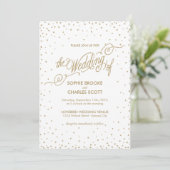 Invitation Chic blanc & or Confetti Stars Script Mariage (Debout devant)