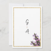 Invitation Chic blanc or violet vert rose mariage floral (Dos)