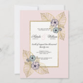 Invitation Chic blanc tropical or rose menthe mariage (Devant)