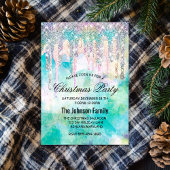 Invitation Chic bleu aqua licorne gouttes parties scintillant